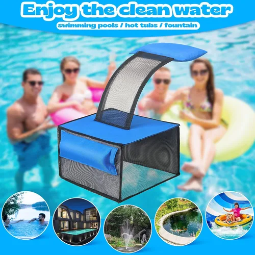Miniatura 7 de Atrapa hojas de piscina 2 en 1 con rampa de escape para salvar animales, limpiador desnatador de red flotante para hojas para limpieza de superficie