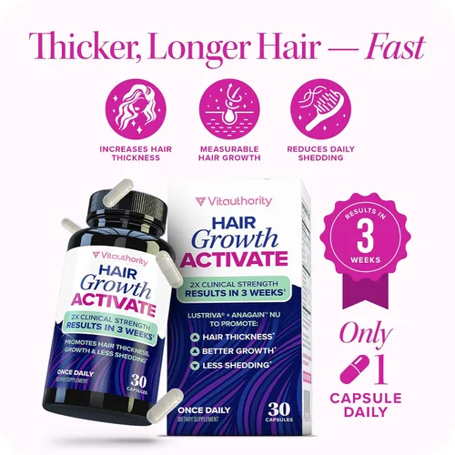 Miniatura 5 de Lustriva Suplemento para el Crecimiento del Cabello para Mujeres Lustriva y Vitaminas Bloqueadoras de DHT para Cabello Más Grueso y Abundante