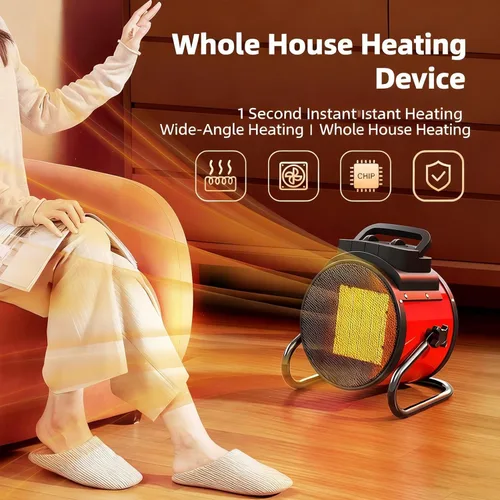 Miniatura 2 de Potente cañón de calefacción portátil para garaje, incluye adaptador de 3 clavijas de EE. UU., calentador rápido de 2000 W-3000 W