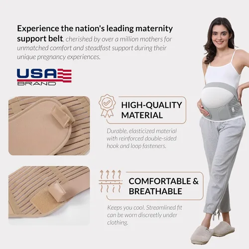 Miniatura 14 de NeoTech Care Cinturón de maternidad para embarazo, soporte para espalda, abdomen, cintura, pelvis (talla L, color marfil)