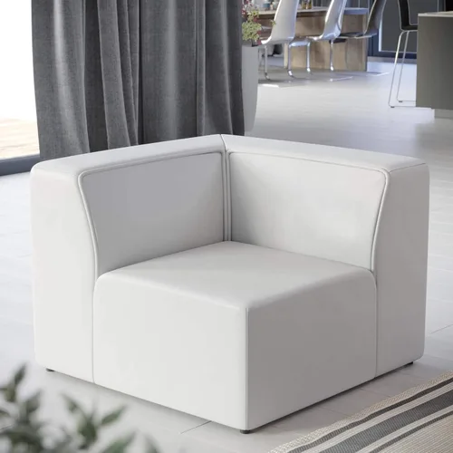 Miniatura 16 de Modway Mingle Sofá seccional de cuero vegano Silla con brazo izquierdo en gris