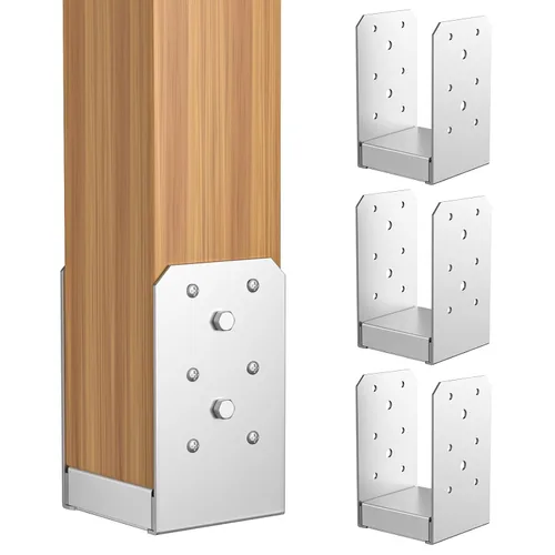 Miniatura 10 de SPACEEUP Base de poste de 6 x 6, anclaje interno de poste de 5.5 x 5.5 pulgadas, 1 base de poste ajustable de acero inoxidable, anclaje de poste