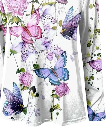 Miniatura 5 de Oggfader 34 Sleeve Shirts Women 2023 Trendy Crewneck Floral Slim Fit Tops Summer Casual Going Out Relaxed Clothes
