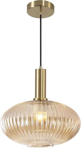 Miniatura 16 de KCO Lighting Lámpara Colgante Mini de Cristal Ahumado, Accesorio de Iluminación de 1 Luz Oro Cepillado, Luces Colgantes para Isla de Cocina