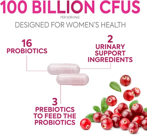 Miniatura 3 de Probióticos para mujeres – Equilibrio de PH, apoyo a la salud digestiva y femenina – 100 mil millones de UFC por porción – Probiótico para mujer