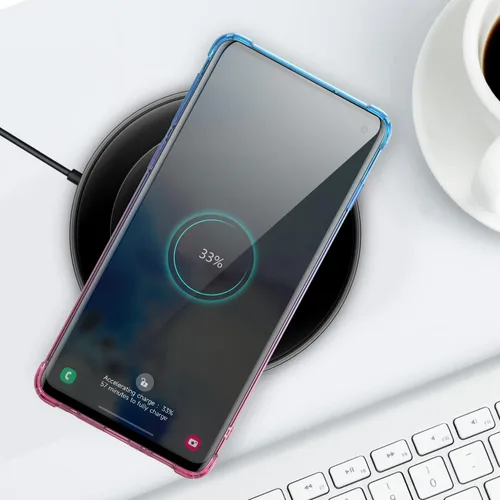 Miniatura 7 de Funda para Galaxy S10 (no Plus), transparente y bonita funda delgada con degradado para teléfono, TPU reforzado, parte trasera de policarbonato azul
