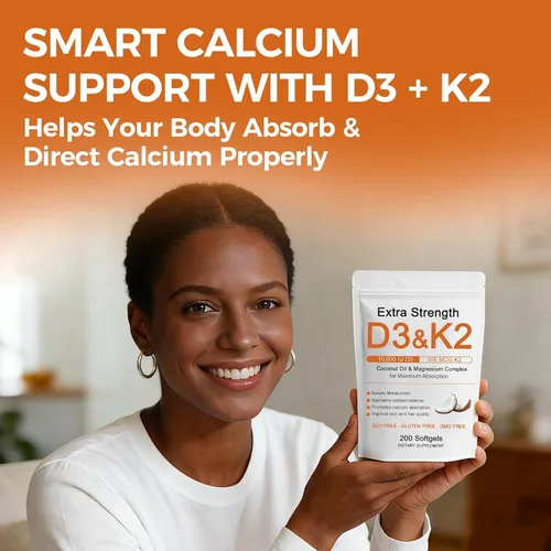 Miniatura 8 de Vitamina D3 K2 de 10000 UI, extra fuerte Wellness D3K2 con triple magnesio y aceite de coco para una máxima absorción, apoya la salud ósea e