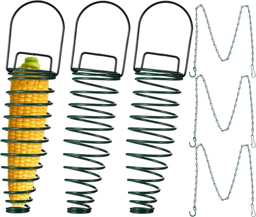 Miniatura 9 de Geiserailie Soporte para mazorca de maíz con cadena de extensión de 35 pulgadas para ardilla y otros suministros de alimentación en el patio trasero