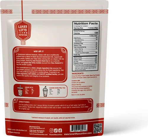 Miniatura 2 de Lunar Lifts Nutrition Polvo de proteína Boba de té con leche clásico Aislado de proteína de suero 0.92 oz de proteína de suero de leche en polvo