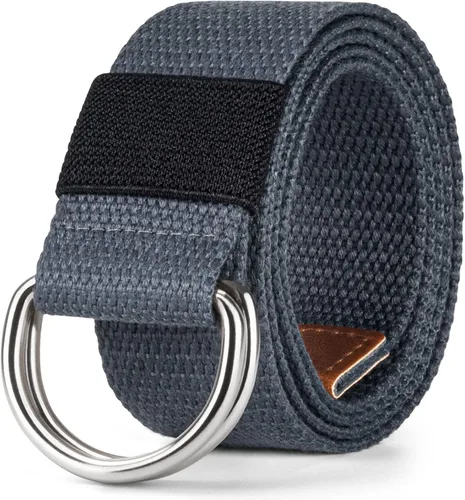 Miniatura 21 de Cinturón para mujeres y hombres de lona con hebilla negra 1 1/2" de ancho extra larga color sólido