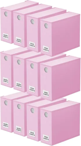 Miniatura 20 de SpaceAid Paquete de 8 Organizadores y Almacenamiento de Sábanas de Cama, Organizador de Sábanas Plegable para Armario de Ropa Blanca, Carpeta Beige
