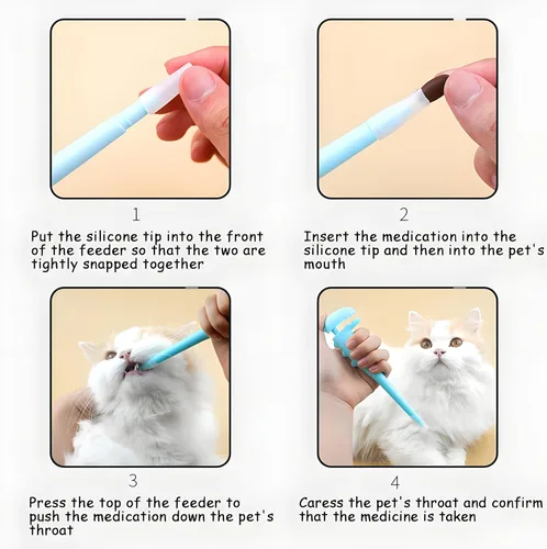 Miniatura 3 de Tirador de Píldoras para Gatos, Dispensador de Pastillas para Mascotas con 2 Puntas de Silicona, Empujador de Píldoras para Gatos, Cachorros