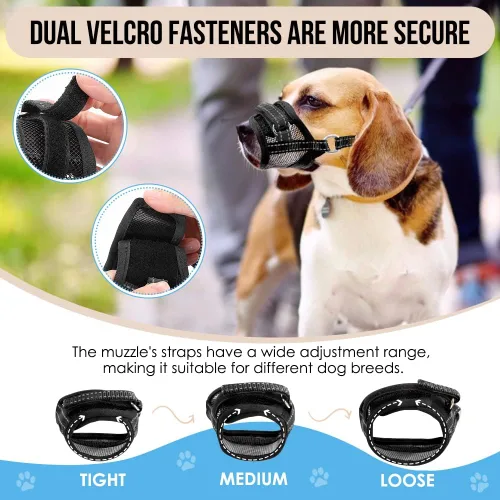 Miniatura 3 de SlowTon Bozal para perros – Protector bucal de malla suave para perros pequeños, medianos y grandes, Chihuahua, Husky Labrador Retriever, bucle