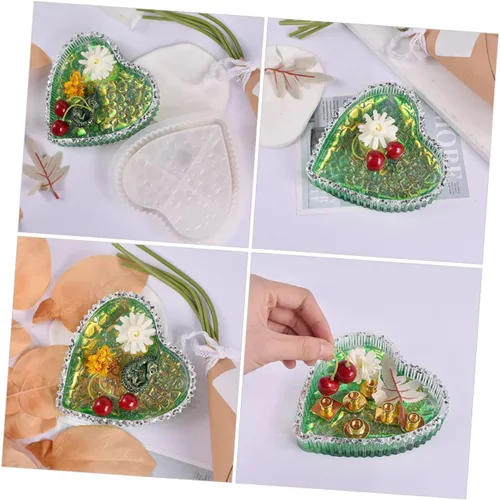 Miniatura 3 de COLLBATH Moldes de silicona para placa de corazón, posavasos Moldes de silicona, cuenco de corazón, recipientes de almacenamiento de silicona, molde