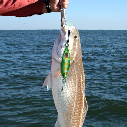 Miniatura 7 de 5 piezas de plantillas de pesca de agua salada, señuelos de pesca verticales de tono lento de metal con ganchos de asistencia, anzuelos de pesca