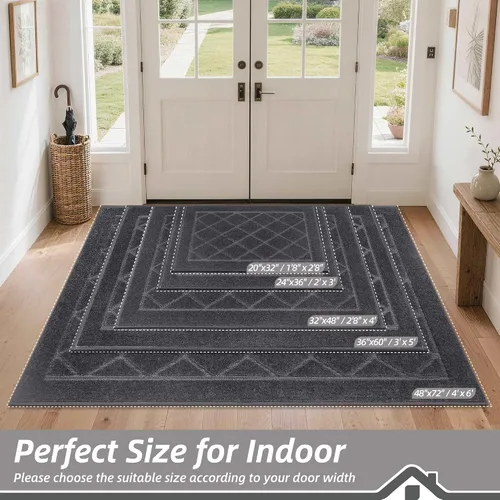 Miniatura 2 de BEQHAUSE Tapete para puerta de 20 x 32 pulgadas, tapete antideslizante para puerta, lavable, tapete para puerta de perro, resistente a las manchas