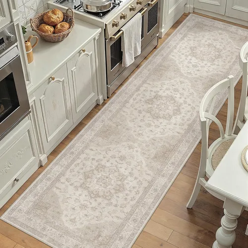 Miniatura 81 de PureCozy - Alfombra de área beige de 8 x 10, lavable, vintage, alfombra para sala de estar, dormitorio, gran alfombra suave retro de pelo bajo