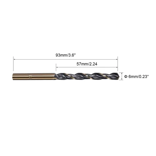 Miniatura 2 de Brocas helicoidales de acero de alta velocidad 4341 con vástago recto de 0.236 pulgadas (0.236 in) con revestimiento dorado y negro para mejoras
