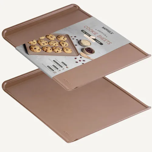 Miniatura 10 de HAPPIELS - Bandeja de hornear antiadherente y no tóxica de 18 pulgadas y media, pack de 2 Bandeja de hoja extra gruesa premium Bandeja grande