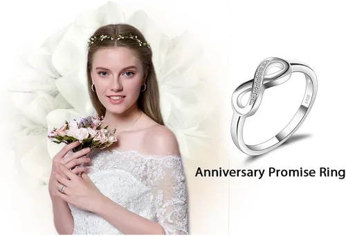 Miniatura 6 de JewelryPalace - Anillos de plata de ley 925 chapados en oro rosa, amarillo o blanco de 14 K para mujer, de compromiso, con circonia cúbica, de boda