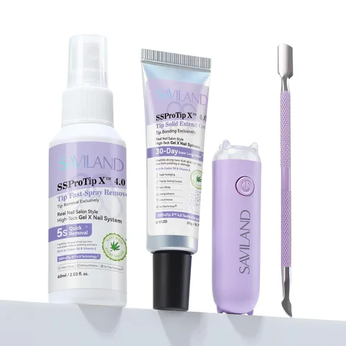 Miniatura 10 de Kit de pegamento de uñas sólido en gel Saviland y removedor de pegamento de uñas: luz UV para uñas, herramientas completas para uñas postizas