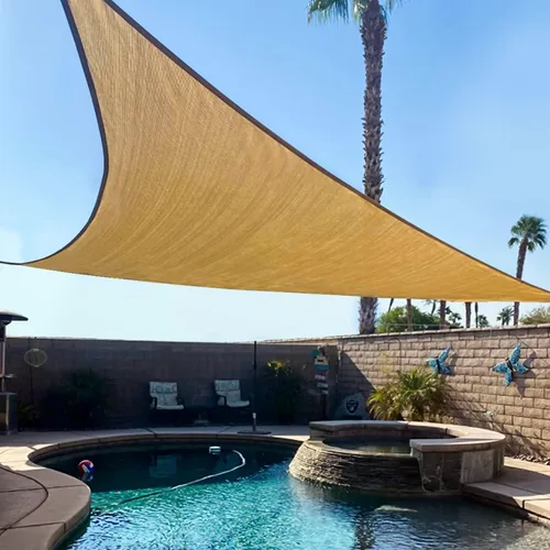 KANAGAWA Vela de Sombra Solar 10'x10'x14' Pies Arena Triángulo Bloqueo UV Toldo Refugio Malla de Tela para Patio Exterior Jardín Patio Trasero