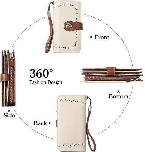 Miniatura 8 de BOSTANTEN Maletín para mujer Laptop Tote 15.6 pulgadas Cuero auténtico bolso de trabajo bolsa de trabajo Beige paquete cartera para mujer, Beige
