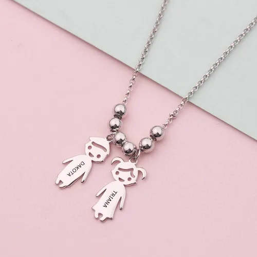 Miniatura 4 de OBTIAN - Collar con colgante de plata 925 con grabado personalizado para niños y madres hecho a medida para cualquier niño o niña para regalo