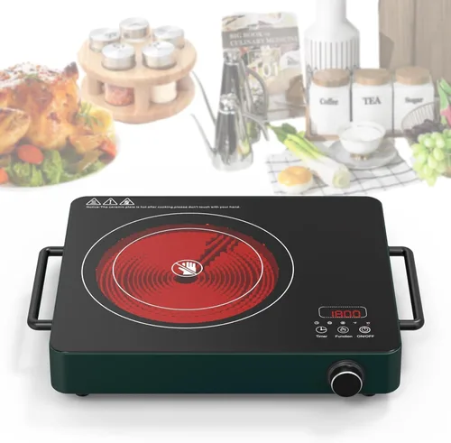 Miniatura 10 de VBGK Placa de cocina eléctrica, estufa de 110 V 3600 W, encimera de 22 pulgadas con 9 niveles de potencia, control táctil LED, protección contra