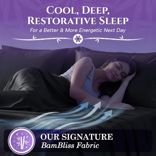 Miniatura 3 de SLEEP SANCTUARY - Juego de sábanas 100% viscosa derivada de bambú tamaño individual 4 piezas – Sábanas de lujo BamBliss de enfriamiento