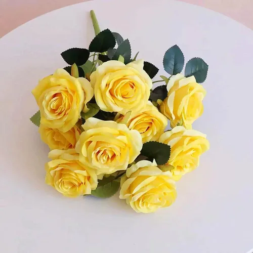 Miniatura 7 de Jasion - Rosas artificiales, arreglo de 12 cabezas, ramo de flores de seda para el hogar, oficina, fiestas, novia y decoración de boda