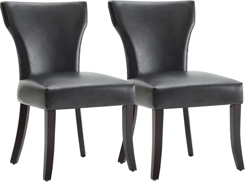 Watson & Whitely Juego de 2 sillas tapizadas de cocina y comedor con respaldo bajo, sillas de comedor de piel sintética con patas de madera maciza,