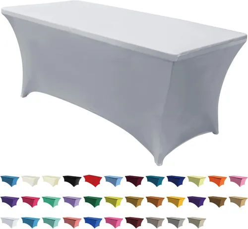 Miniatura 25 de ABCCANOPY - Funda de mesa de elastano elástica de 8 pies, mantel ajustado y resistente a las arrugas, reutilizable para mesas plegables Negro
