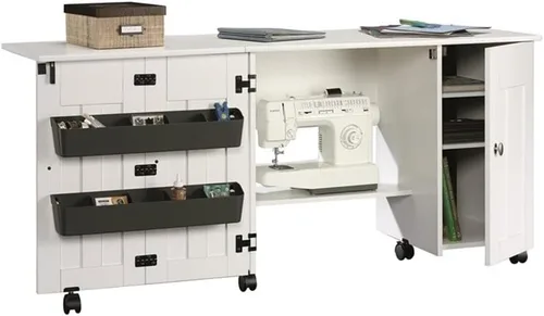 Miniatura 6 de Mueble móvil para costura y otras manualidades de madera de cerezo Blanco suave