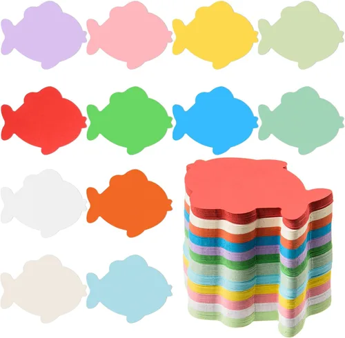 MixTeach 360 tarjetas con forma de pez de colores surtidos, troquelados de peces de 4 pulgadas, decoraciones de tablón de anuncios para decoración