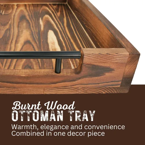 Miniatura 7 de Bandejas de bambú natural para servir modernas bandejas decorativas Otman con asas de metal, perfectas para sala de estar, dormitorio, entrada