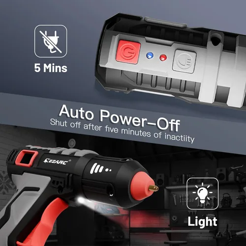 Miniatura 4 de EZARC Pistola de pegamento caliente inalámbrica con 30 mini barras de pegamento, kit de mini pistola de pegamento rápido de calentamiento en 15 Gris