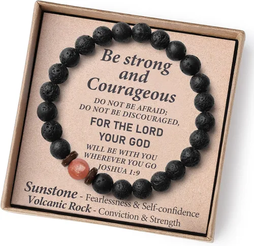 Miniatura 6 de Regalos navideños para adolescentes, hombres, fuerza/confianza, pulseras de piedras preciosas hechas a mano con tarjeta significativa