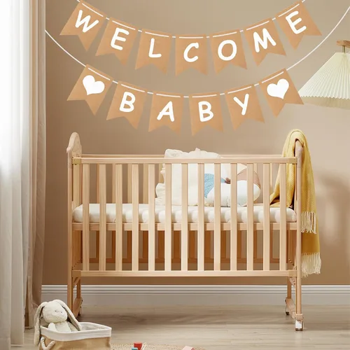 Miniatura 3 de Cartel de bienvenida para bebé, decoración rústica para baby shower, elegante cartel de anuncio de niño y niña, letrero de nacimiento para recién