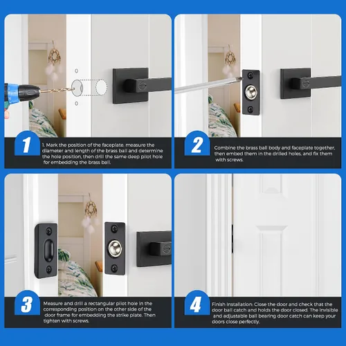 Miniatura 8 de Ravinte Hardware Pestillo de bola para puerta de armario, reemplazo de bola de puerta, accesorios de puerta de cierre de bola, acero inoxidable