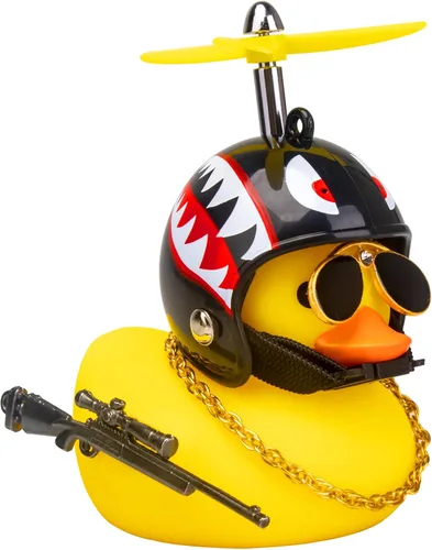 Miniatura 16 de wonuu Adornos de pato de goma para automóvil, pato amarillo fresco, decoraciones de tablero de automóvil, gafas chirriantes de pato con casco de Y