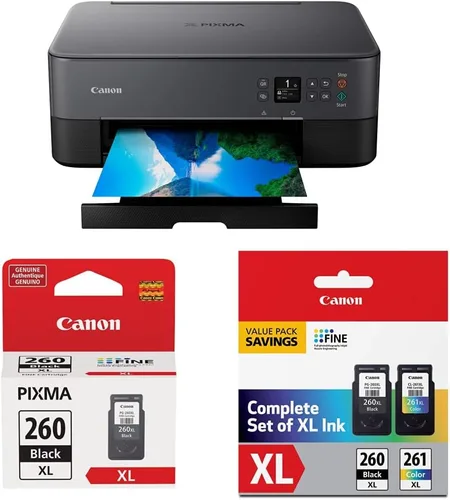 Canon PIXMA TS6420a - Impresora inalámbrica de inyección de tinta todo en uno [imprimir, copiar, escanear], cartucho de tinta negra Canon PG-260Xl y