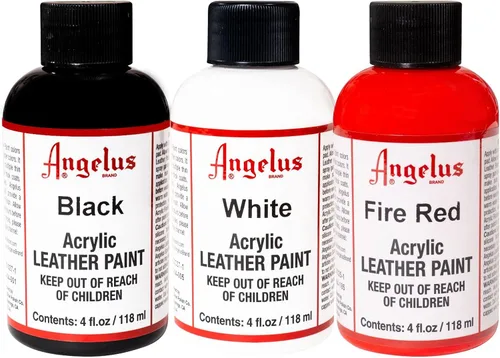 Angelus Pintura acrílica de 4 onzas, trío negro, blanco y rojo fuego