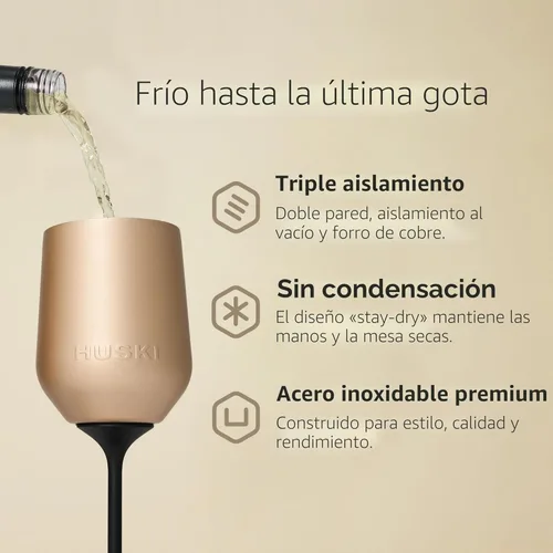 Miniatura 3 de Huski Vaso de vino 2.0 NUEVO Diseño galardonado con tallo desmontable Copa de vino de acero inoxidable premium con tapa Vaso con triple