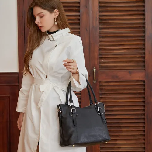 Miniatura 2 de Heshe - Bolso de mano para mujer, de piel con asa superior, bolso cruzado.