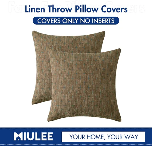 Miniatura 280 de MIULEE - Juego de 2 fundas de almohada decorativas de lino de arpillera navideñas, modernas, estilo campestre, rústicas, tejidas, con textura
