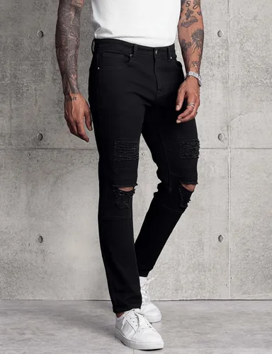 Miniatura 3 de LONGBIDA Mens Skinny Slim Fit Ripped Straight Hip Hop Biker Stretchy Jeans
