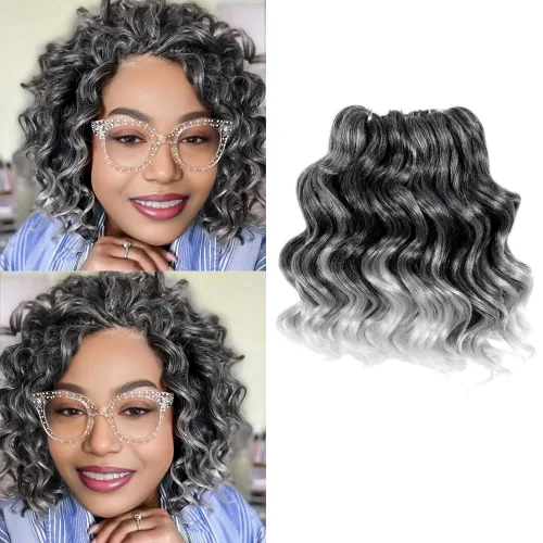 Miniatura 40 de Pelo de onda marina con trenzas de ganchillo, 6 pulgadas, 8 paquetes, trenzas rizadas suaves y profundas, extensiones de pelo sintético ondulado