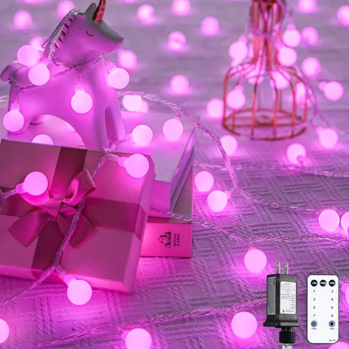 Miniatura 14 de JMEXSUSS 100 luces LED de Navidad a pilas para interiores y exteriores, impermeables, 33 pies, luces de globo en cadena con pilas con control Varios