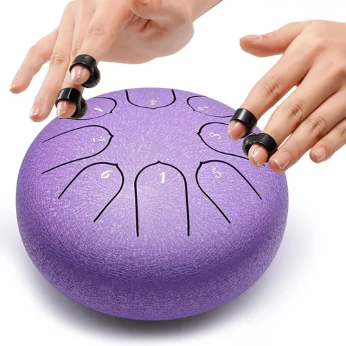 Miniatura 3 de Lronbird Percusión de tambor de lengua de acero, instrumentos musicales de 6 pulgadas, 8 notas, regalos musicales para familiares y amigos (lavanda)